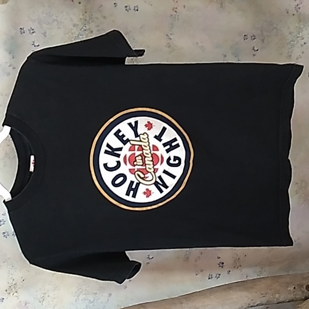 CBC Sports Hockey Night In Canada Graphic Black Men's Size Small T-Shirt Tee